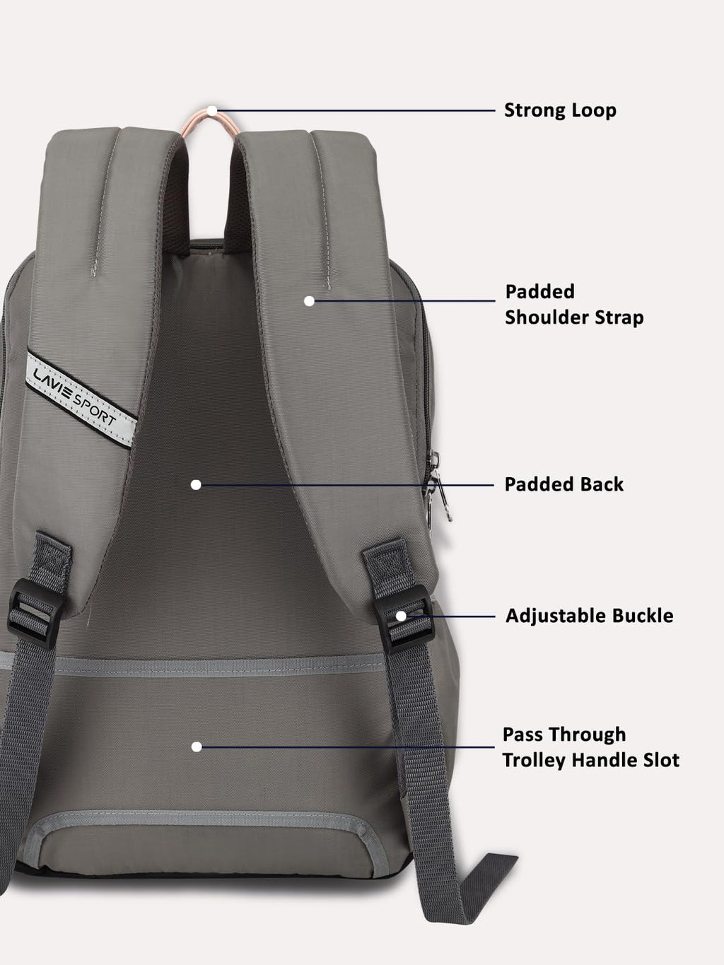 Lavie Sport Chairman 24 Litres Backpack with Padded Laptop Sleeve | Fits upto 14" Laptop | Polyster Business Backpack for Men & Women | Durable Office Bag | Upto 14 inch Notebook/MacBook Compatible