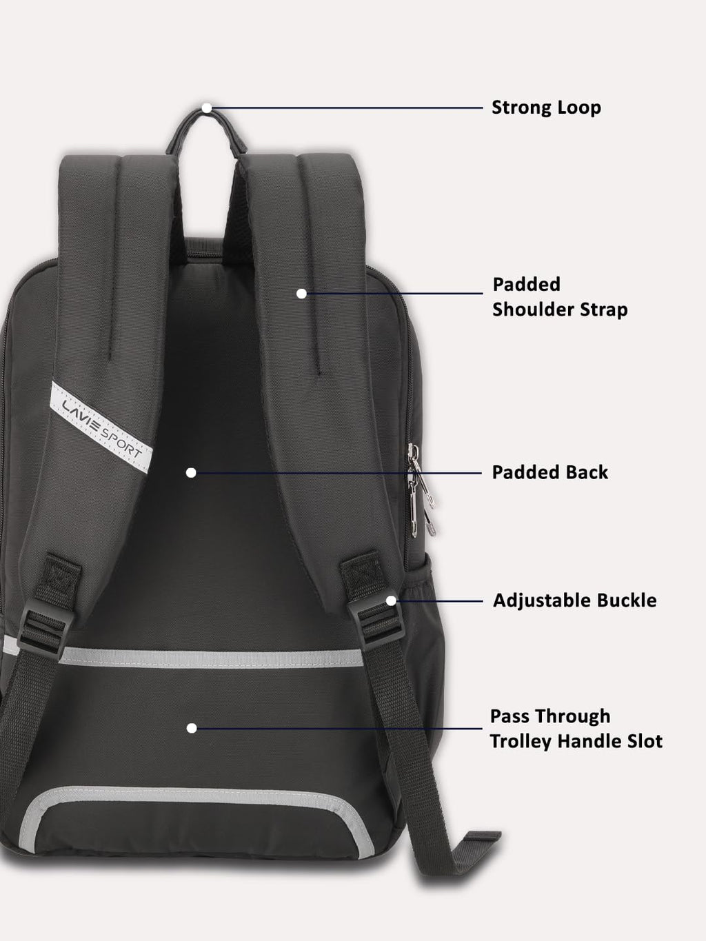 Lavie Sport Chairman 24 Litres Backpack with Padded Laptop Sleeve | Fits upto 14" Laptop | Polyster Business Backpack for Men & Women | Durable Office Bag | Upto 14 inch Notebook/MacBook Compatible