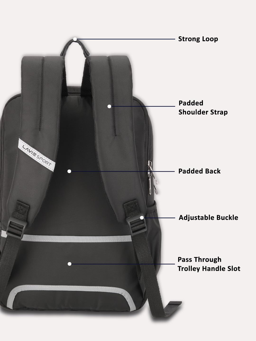 Lavie Sport Chairman 24 Litres Backpack with Padded Laptop Sleeve | Fits upto 14" Laptop | Polyster Business Backpack for Men & Women | Durable Office Bag | Upto 14 inch Notebook/MacBook Compatible