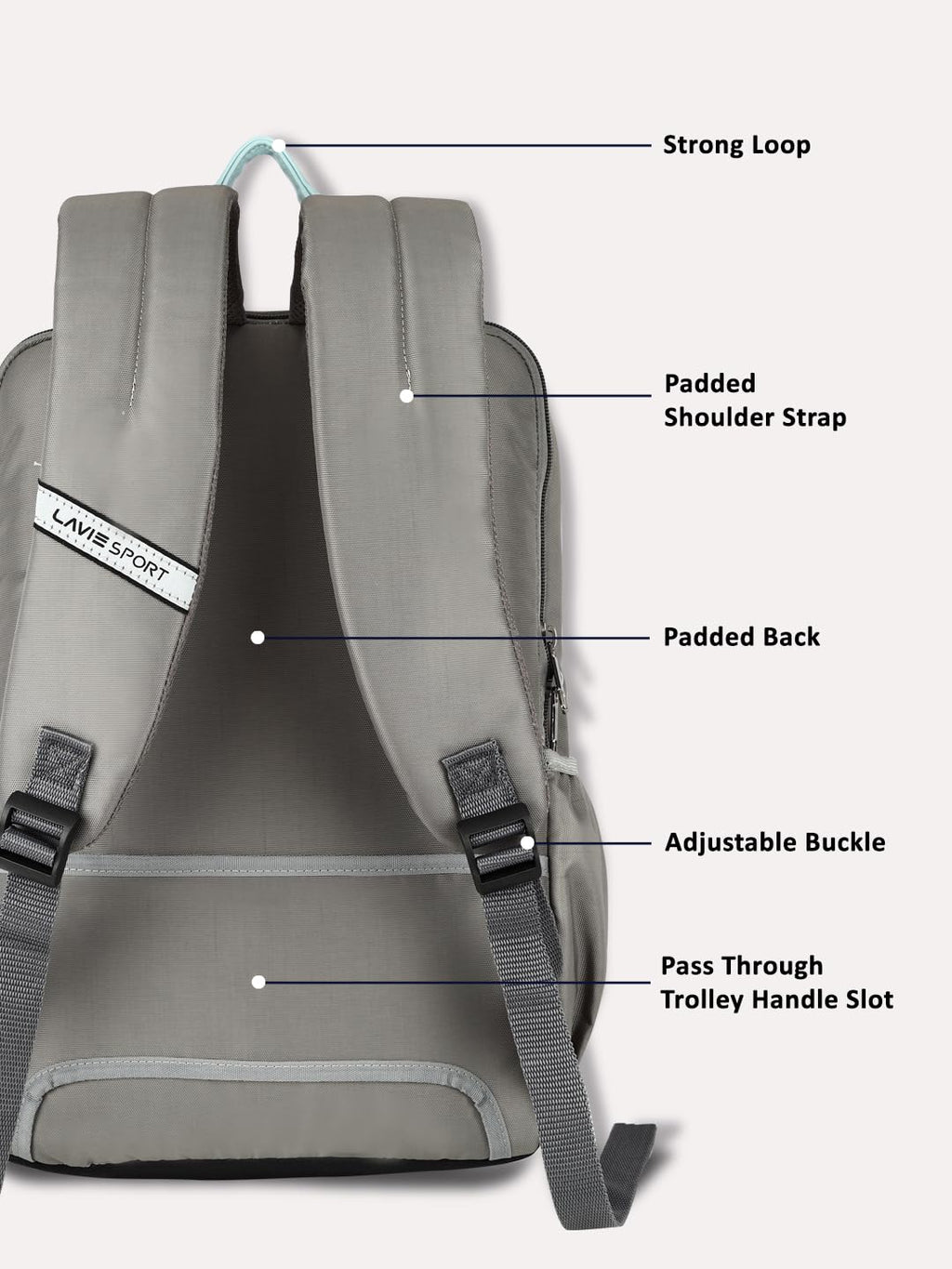 Lavie Sport Chairman 24 Litres Backpack with Padded Laptop Sleeve | Fits upto 14" Laptop | Polyster Business Backpack for Men & Women | Durable Office Bag | Upto 14 inch Notebook/MacBook Compatible
