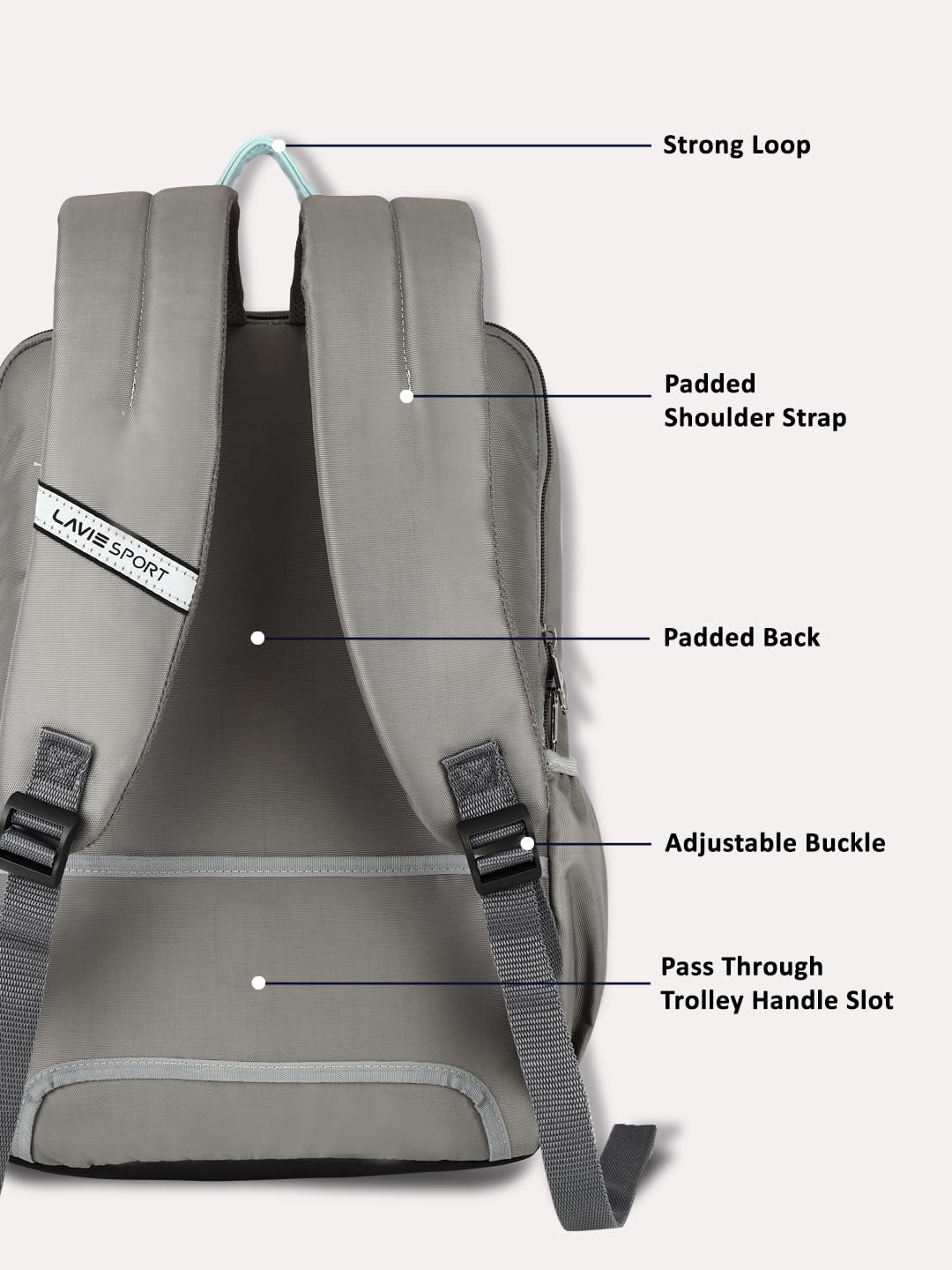 Lavie Sport Chairman 24 Litres Backpack with Padded Laptop Sleeve | Fits upto 14" Laptop | Polyster Business Backpack for Men & Women | Durable Office Bag | Upto 14 inch Notebook/MacBook Compatible